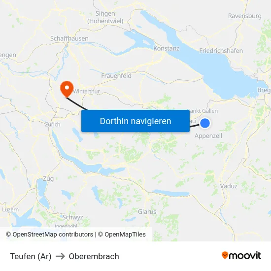 Teufen (Ar) to Oberembrach map