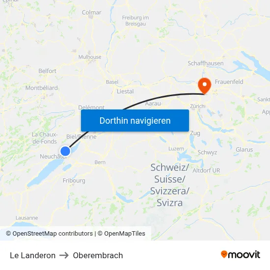 Le Landeron to Oberembrach map