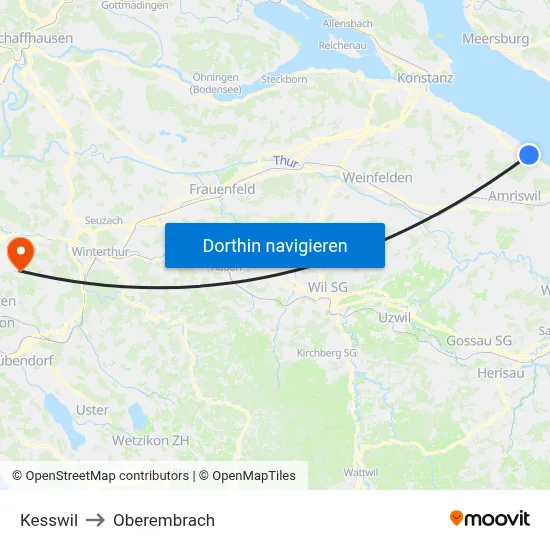 Kesswil to Oberembrach map