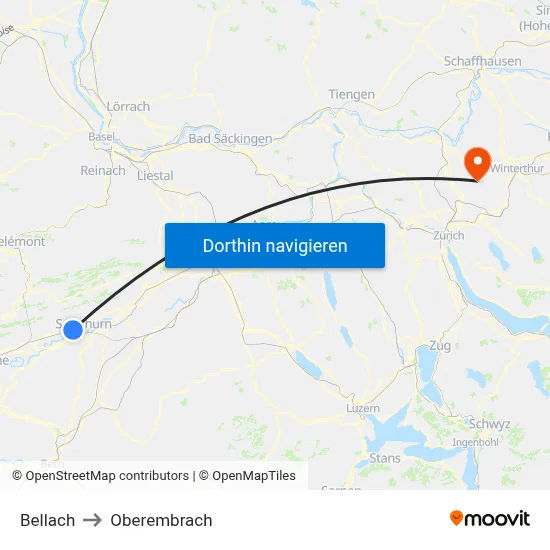 Bellach to Oberembrach map