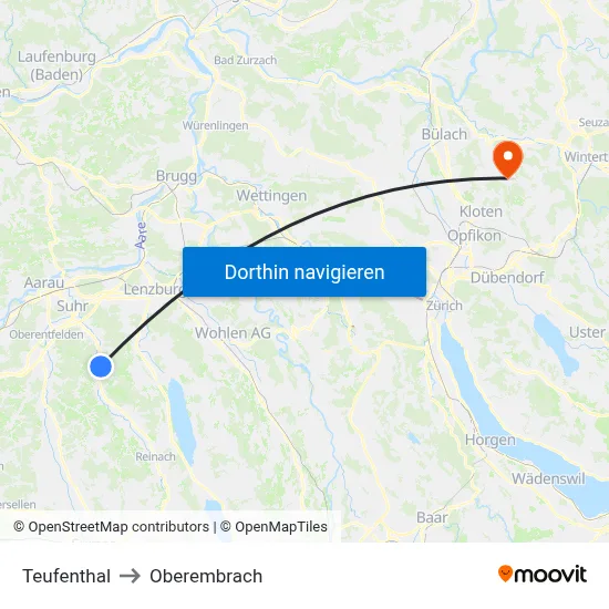 Teufenthal to Oberembrach map