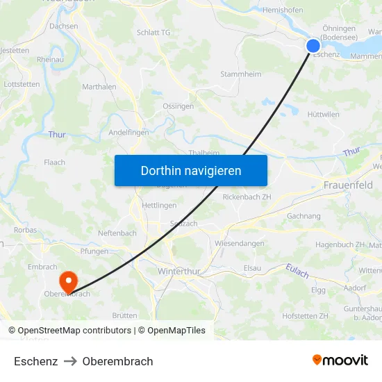 Eschenz to Oberembrach map