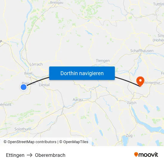 Ettingen to Oberembrach map