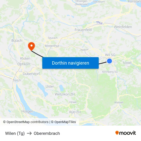 Wilen (Tg) to Oberembrach map