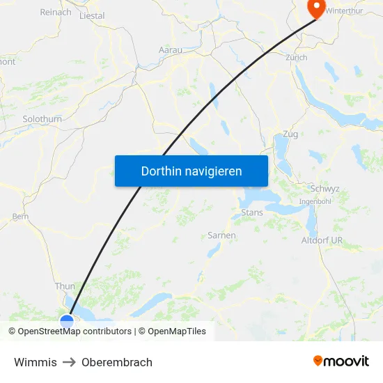 Wimmis to Oberembrach map
