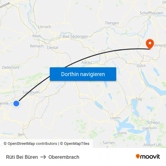Rüti Bei Büren to Oberembrach map