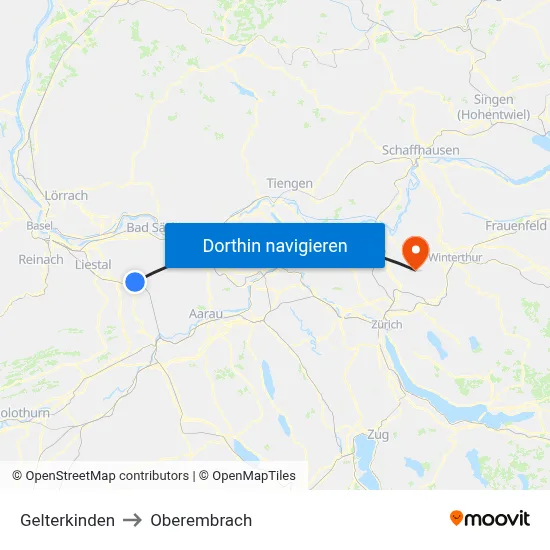 Gelterkinden to Oberembrach map