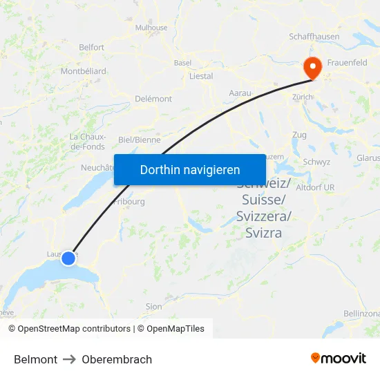 Belmont to Oberembrach map