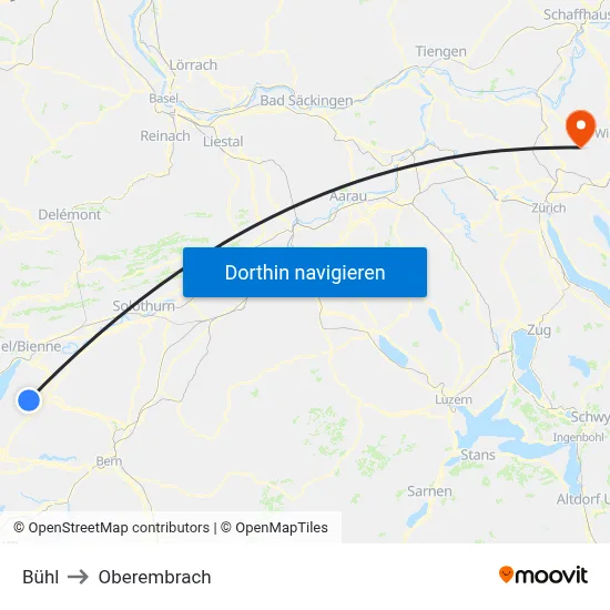 Bühl to Oberembrach map