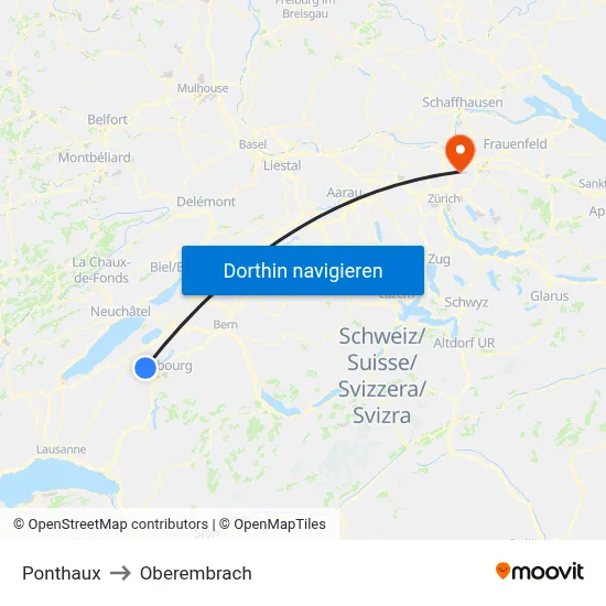 Ponthaux to Oberembrach map