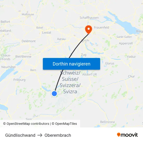 Gündlischwand to Oberembrach map