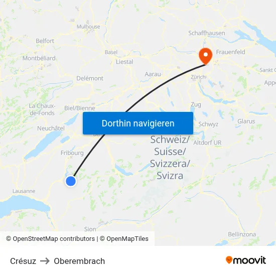 Crésuz to Oberembrach map