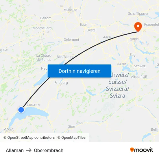 Allaman to Oberembrach map