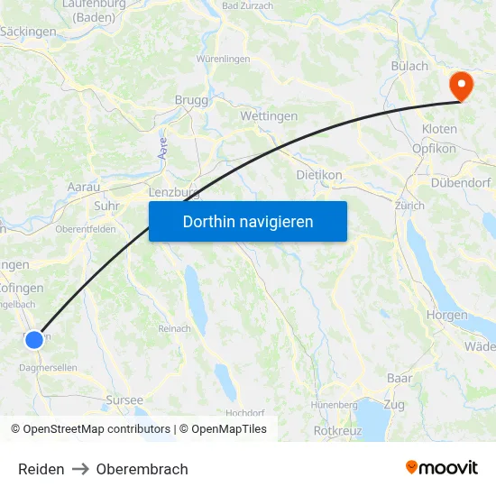 Reiden to Oberembrach map