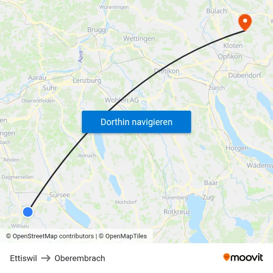 Ettiswil to Oberembrach map