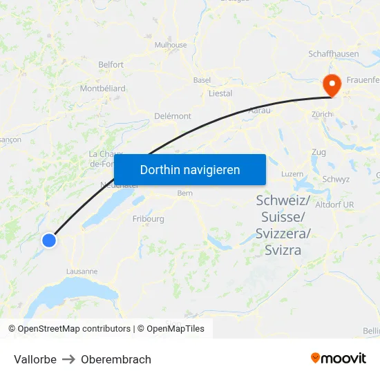 Vallorbe to Oberembrach map