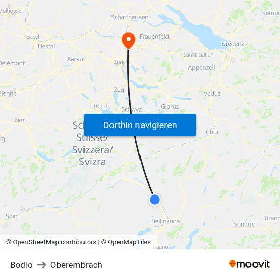 Bodio to Oberembrach map