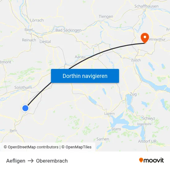 Aefligen to Oberembrach map