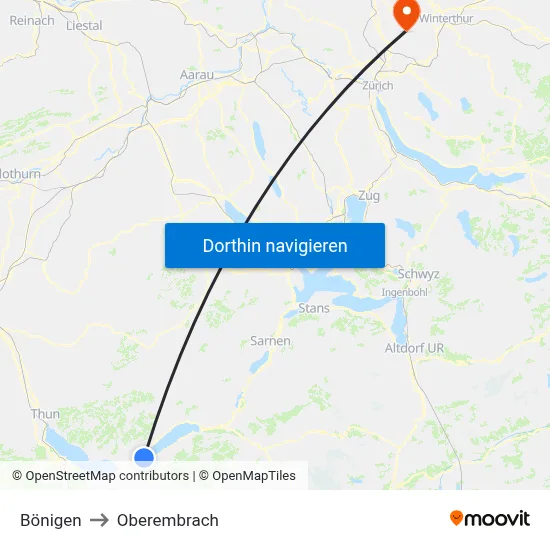 Bönigen to Oberembrach map