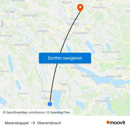 Meierskappel to Oberembrach map