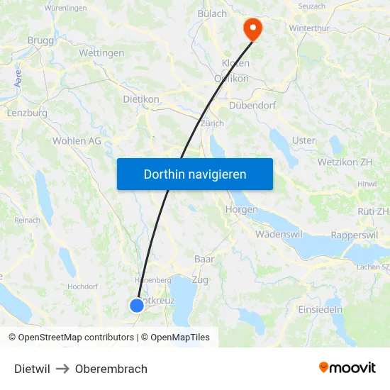 Dietwil to Oberembrach map