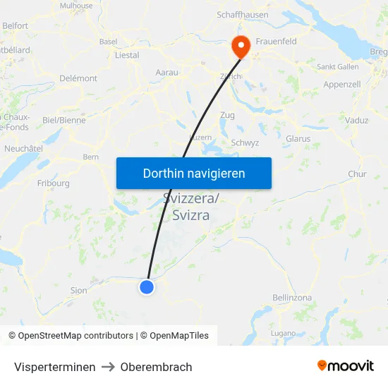 Visperterminen to Oberembrach map