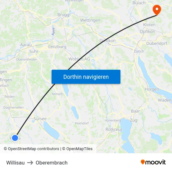 Willisau to Oberembrach map