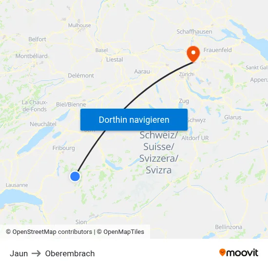 Jaun to Oberembrach map