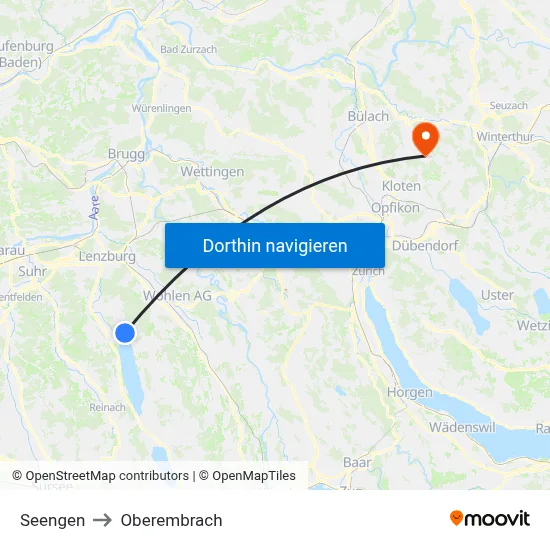 Seengen to Oberembrach map