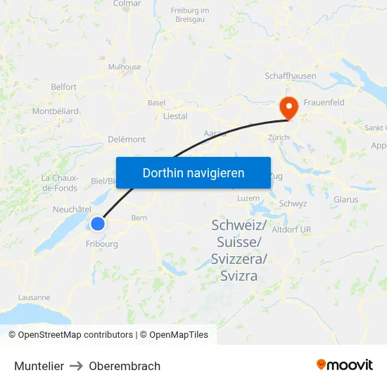Muntelier to Oberembrach map