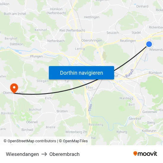 Wiesendangen to Oberembrach map