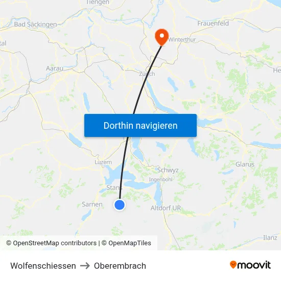 Wolfenschiessen to Oberembrach map