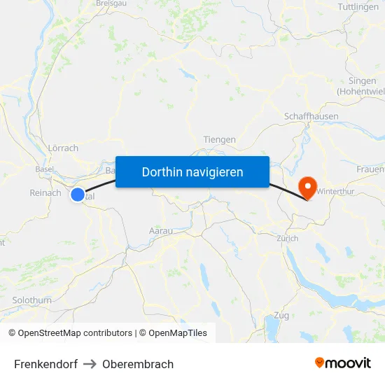 Frenkendorf to Oberembrach map