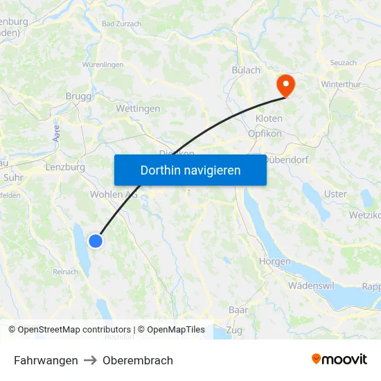Fahrwangen to Oberembrach map
