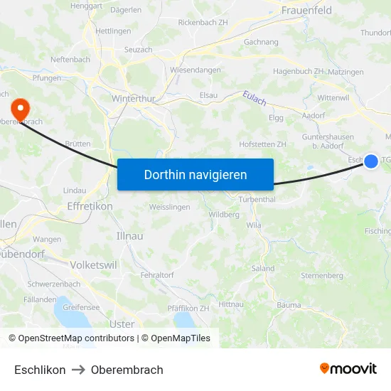Eschlikon to Oberembrach map