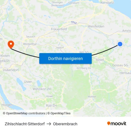 Zihlschlacht-Sitterdorf to Oberembrach map