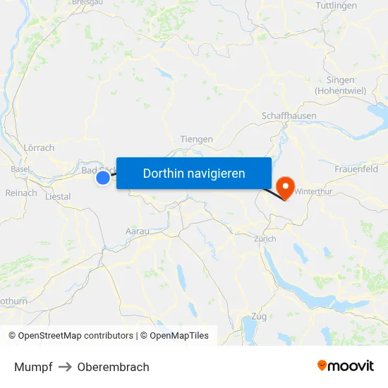 Mumpf to Oberembrach map