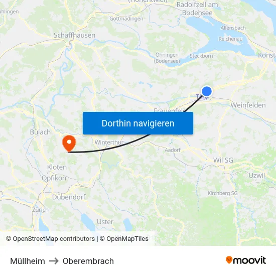 Müllheim to Oberembrach map