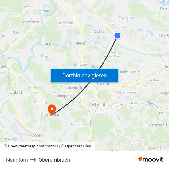 Neunforn to Oberembrach map