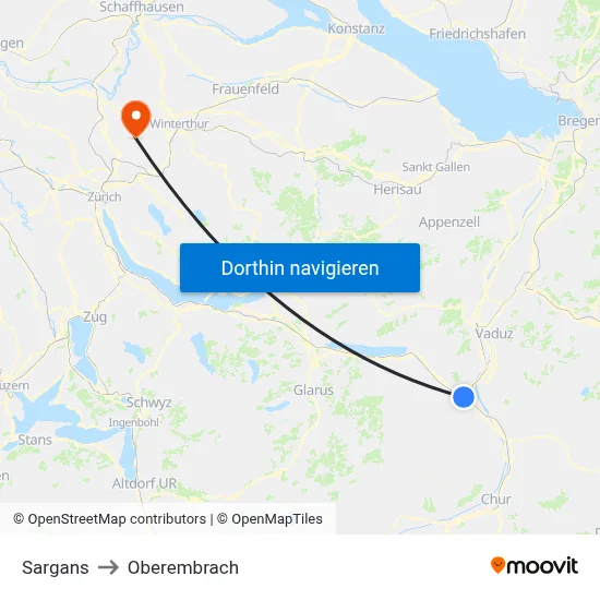 Sargans to Oberembrach map