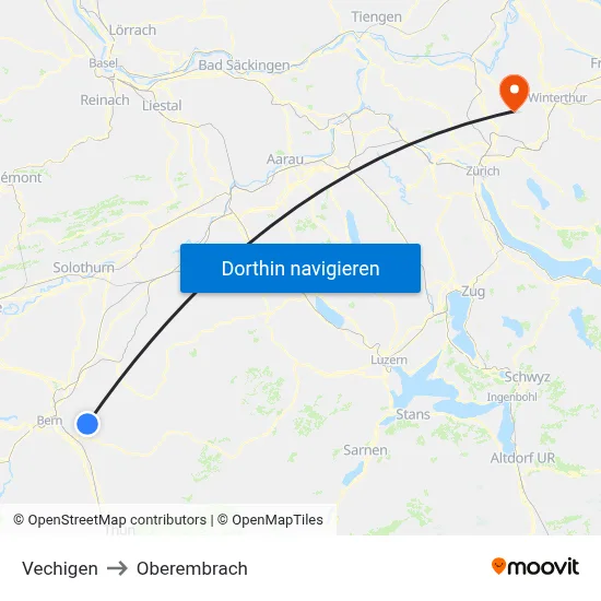 Vechigen to Oberembrach map