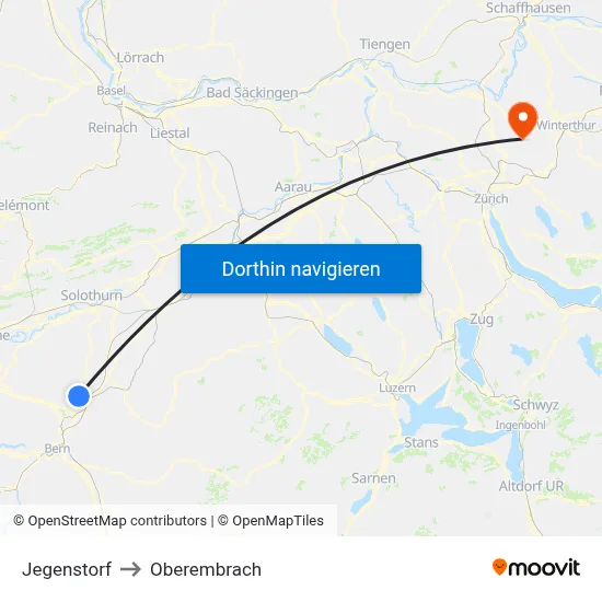 Jegenstorf to Oberembrach map