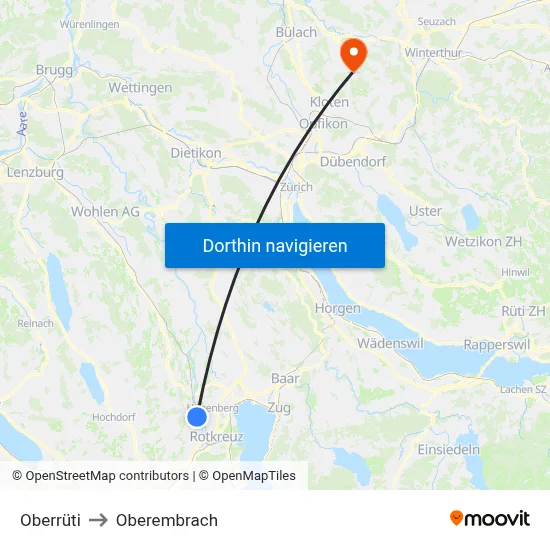 Oberrüti to Oberembrach map