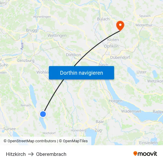 Hitzkirch to Oberembrach map