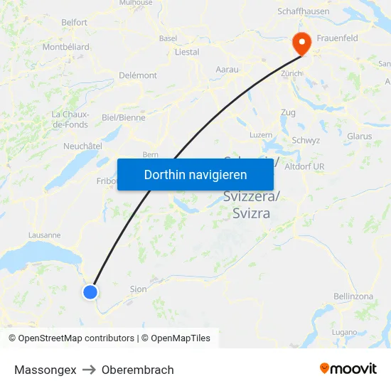 Massongex to Oberembrach map
