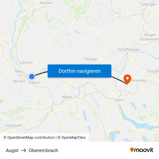 Augst to Oberembrach map