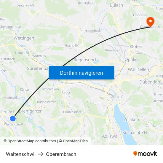 Waltenschwil to Oberembrach map
