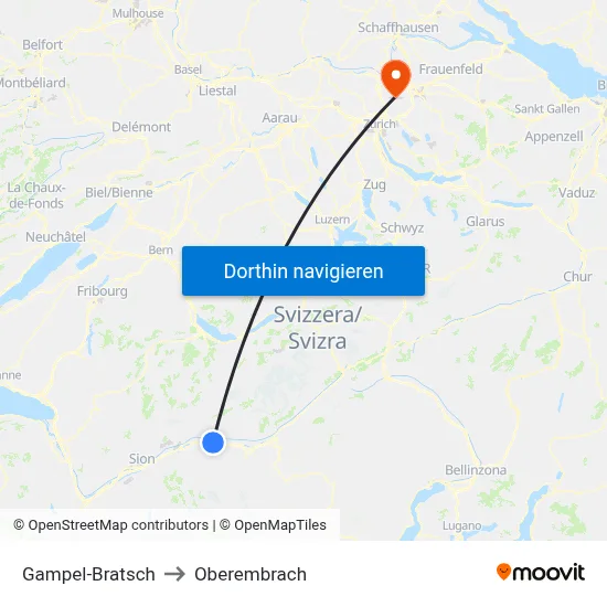 Gampel-Bratsch to Oberembrach map