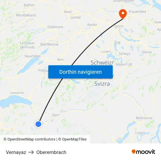 Vernayaz to Oberembrach map