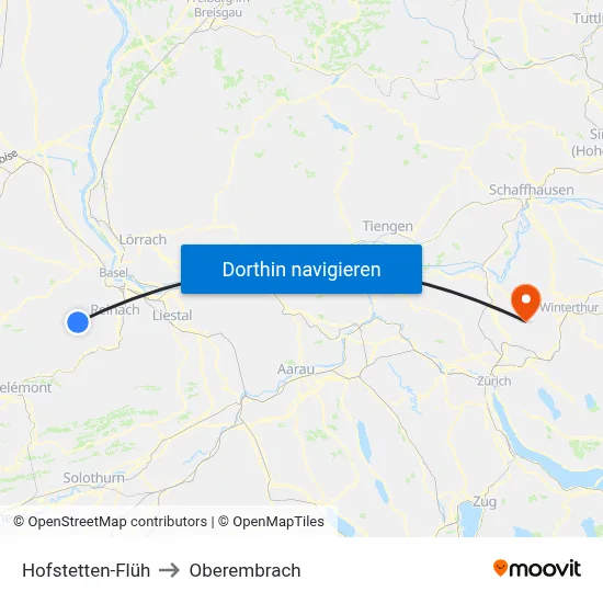 Hofstetten-Flüh to Oberembrach map